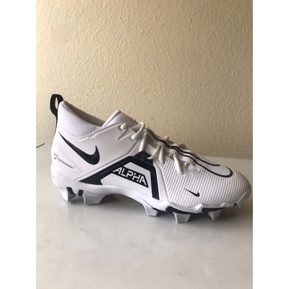 Nike CV0582-100 Alpha Menace 3 Shark Football Cleats White Black Men's Size 11.5
